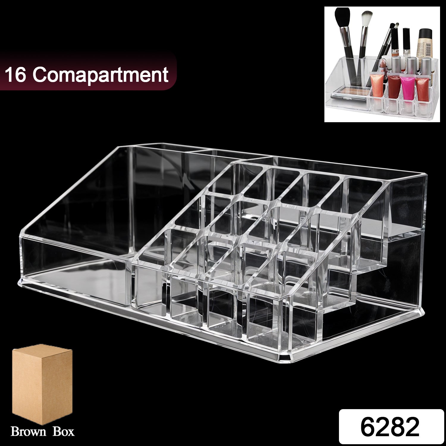 6282 16 Compartment Cosmetic Makeup Jewellery Lipstick Storage Organiser Box Cosmetic Storage Box Make-up Lipstick Organizer  Lipstick Holder Case  Transparent 6282 16 Compartment Cosmetic Makeup Jewellery Lipstick Storage Organiser Box Cosmetic Storage Box Make-up Lipstick Organizer  Lipstick Holder Case  Transparent